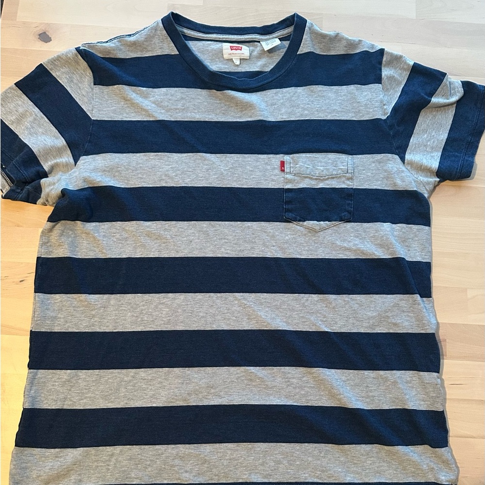 Levi's Navy and Gray Striped Tee
